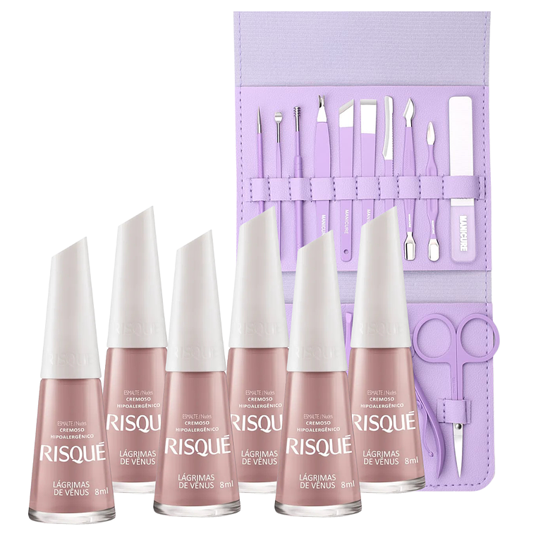 6 Esmaltes Risque + Set de Manicure 5 1