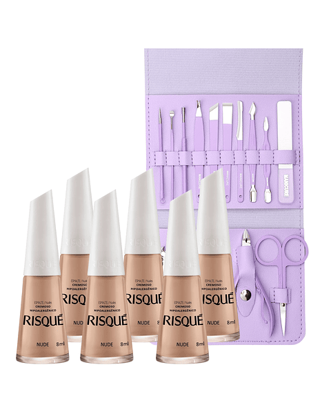 6 Esmaltes Risque + Set de Manicure 6