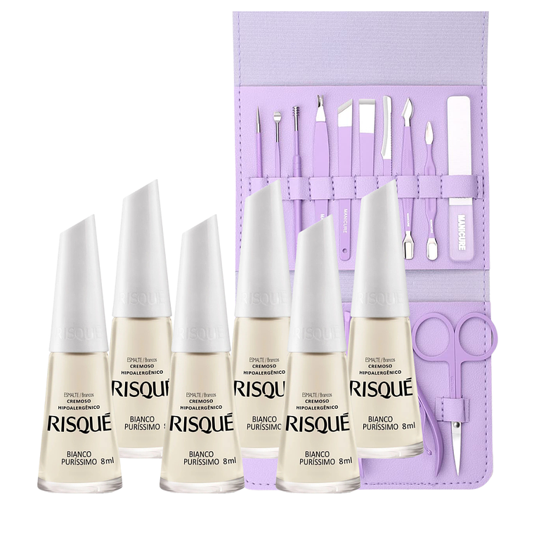 6 Esmaltes Risque + Set de Manicure 7 1