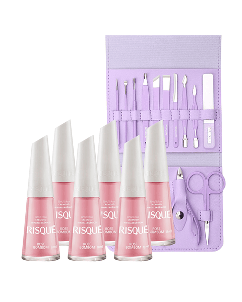 6 Esmaltes Risque + Set de Manicure 8