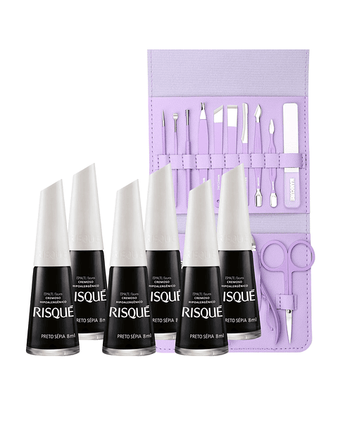 6 Esmaltes Risque + Set de Manicure 9