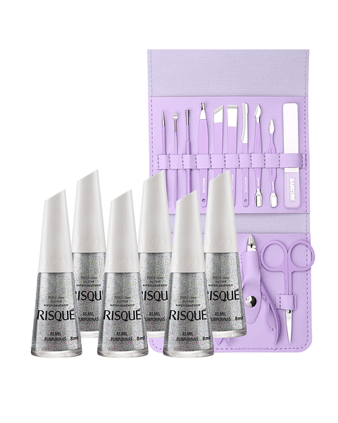 6 Esmaltes Risque + Set de Manicure 10