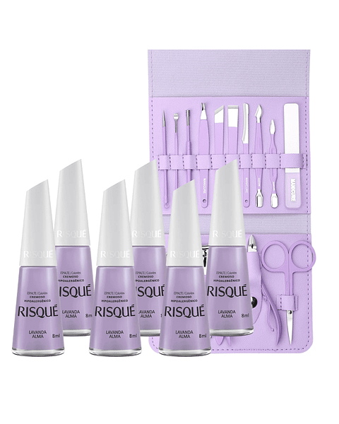 6 Esmaltes Risque + Set de Manicure 11