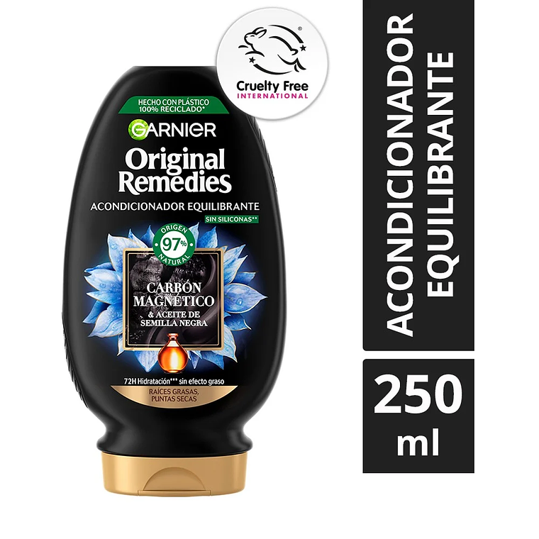 Acondicionador Original Remedies Charcoal Carbón Magnético 300ml - GARNIER- COPIA 1