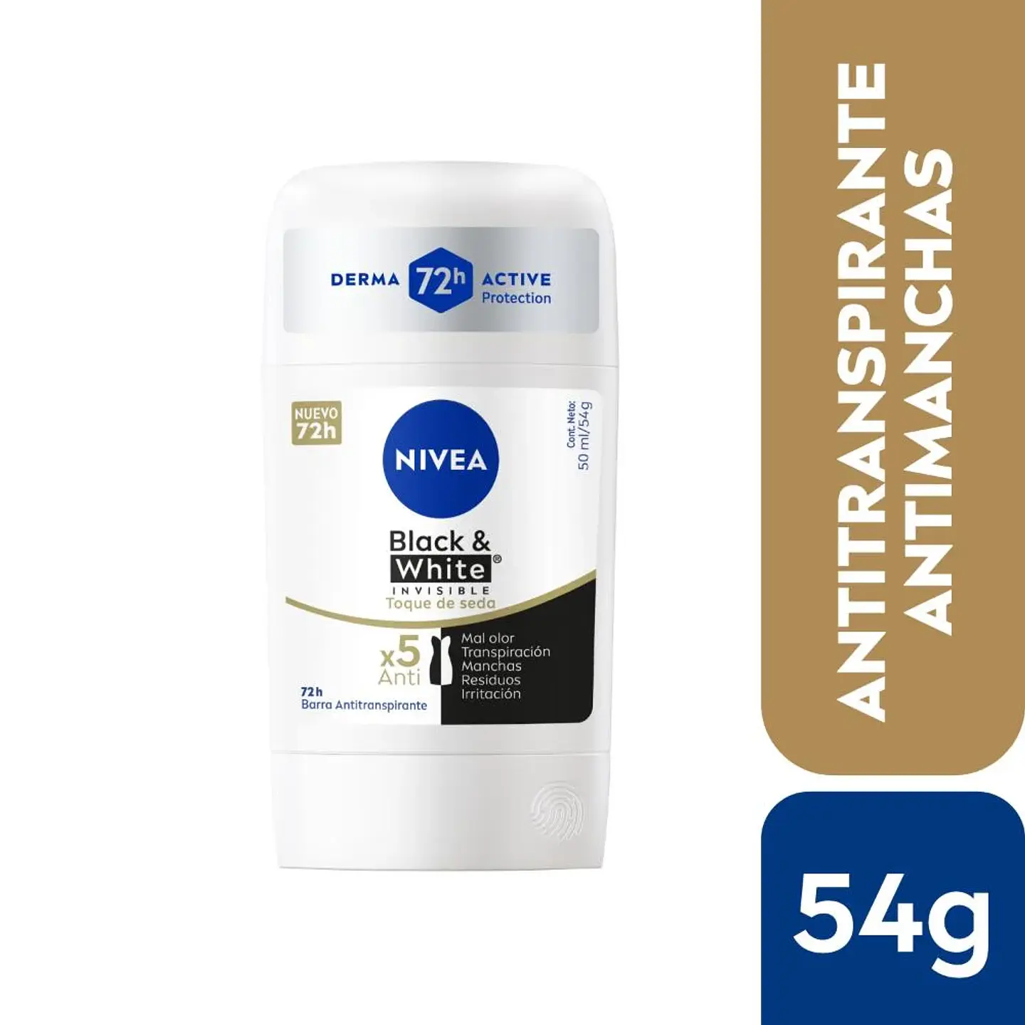 Antitranspirante Black & White Invisible Toque De Seda en Barra 50 ML - NIVEA 1