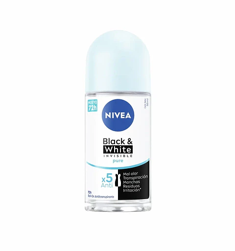 Desodorante Roll On Black&white Invisible Pure 50 ML - NIVEA