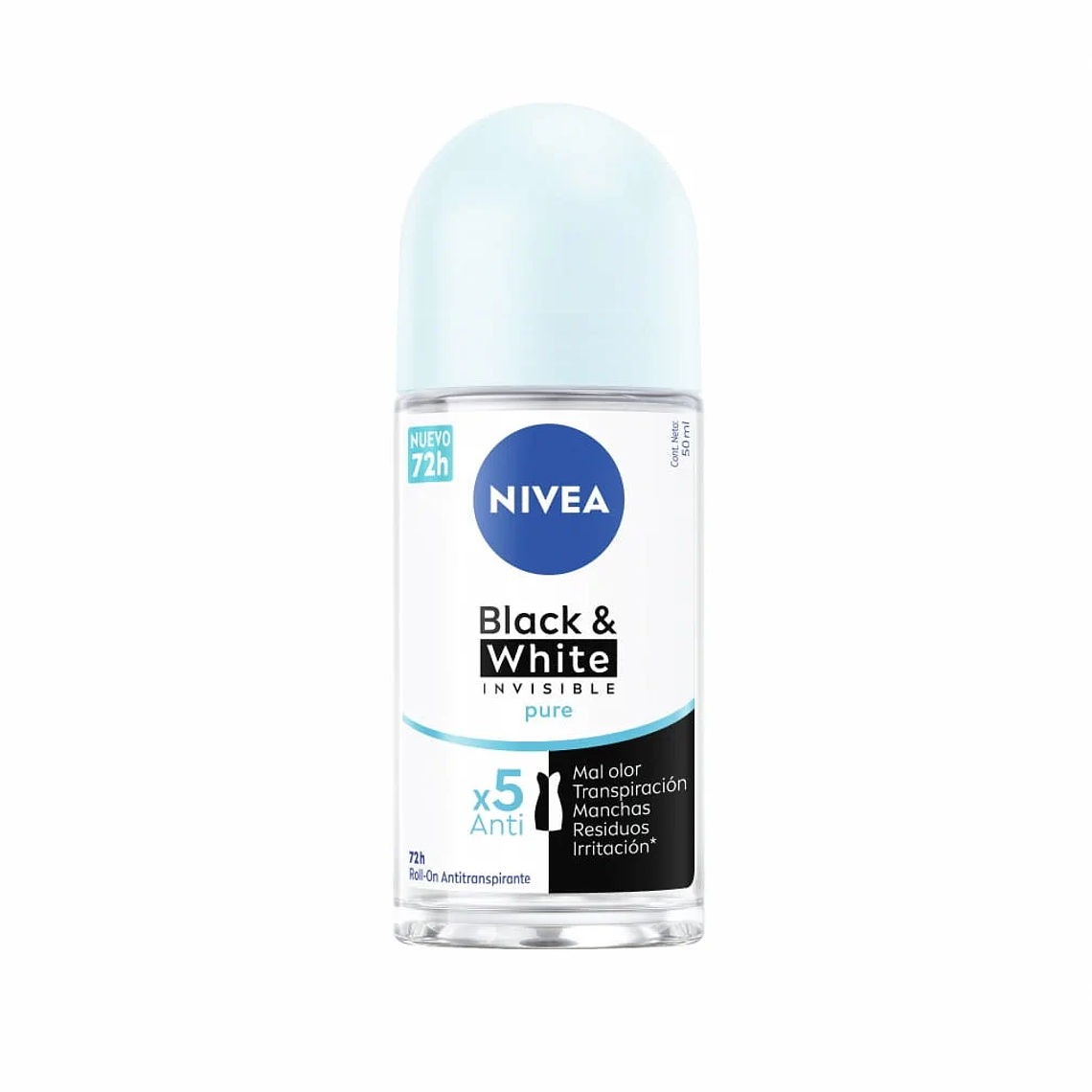 Desodorante Roll On Black&white Invisible Pure 50 ML - NIVEA 1