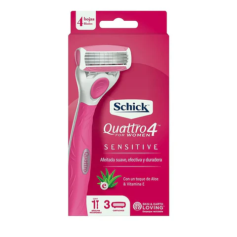 Máquina de afeitar Schick Quattro Sensitive + 3 Repuestos
