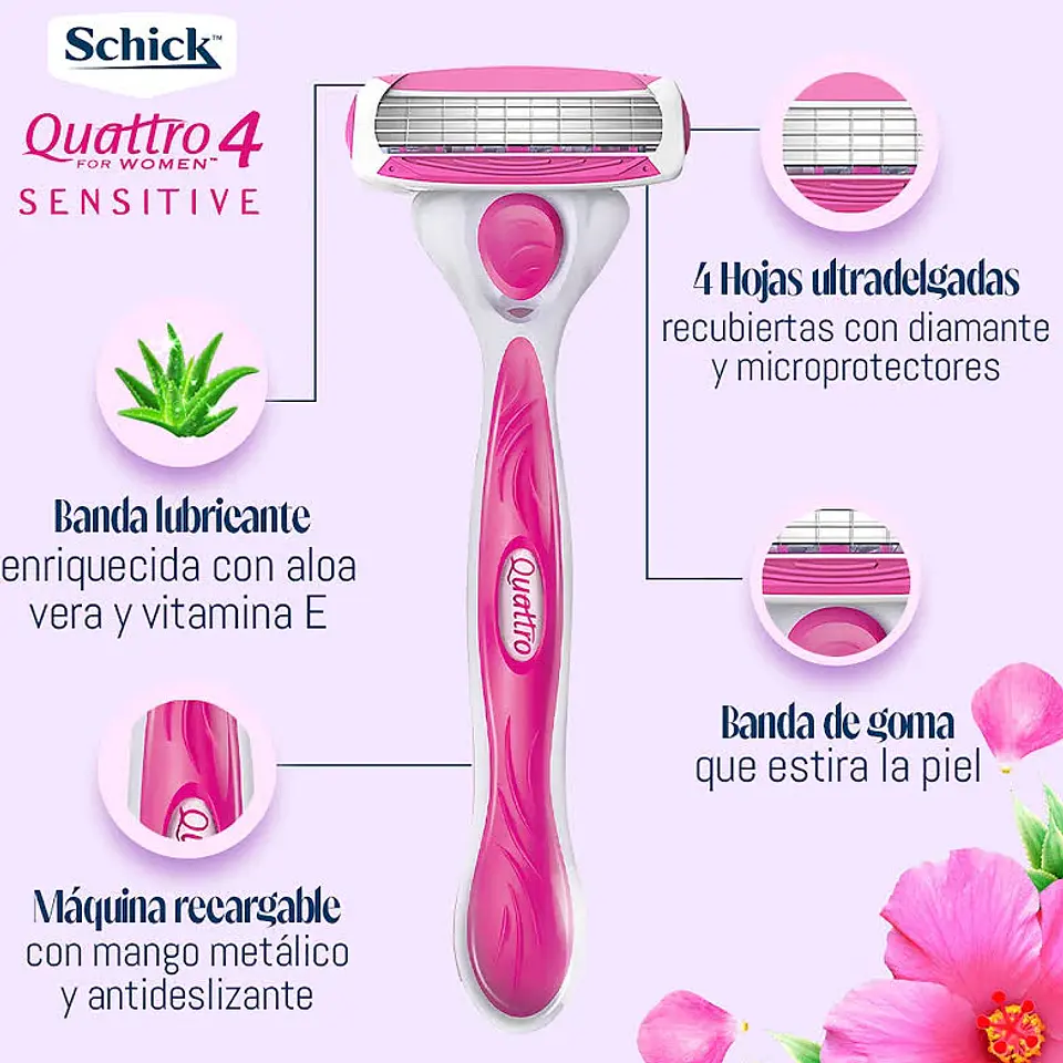 Máquina de afeitar Schick Quattro Sensitive + 3 Repuestos - SCHICK 2