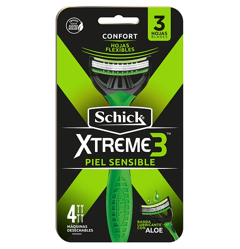 Máquina de afeitar Schick xtreme 3 piel sensible 4 unidades - SCHICK