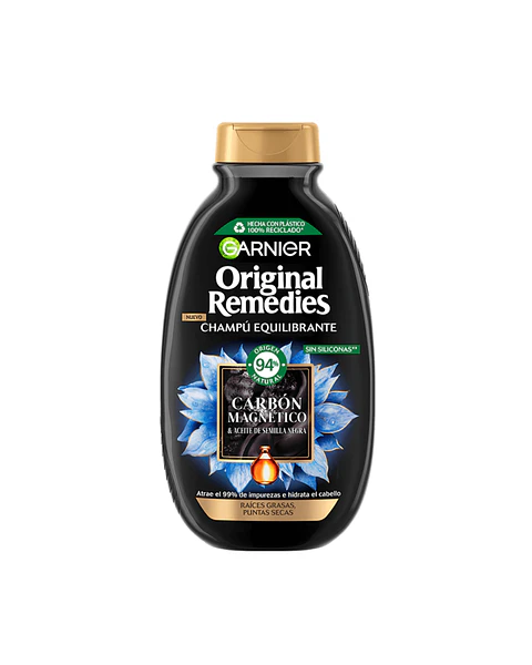 Shampoo Original Remedies Charcoal Carbón Magnético XCAJA ( 6 UNIDADES ) - GARNIER