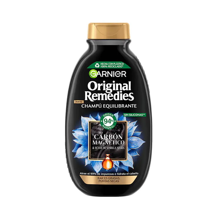 Shampoo Original Remedies Charcoal Carbón Magnético XCAJA ( 6 UNIDADES ) - GARNIER 2