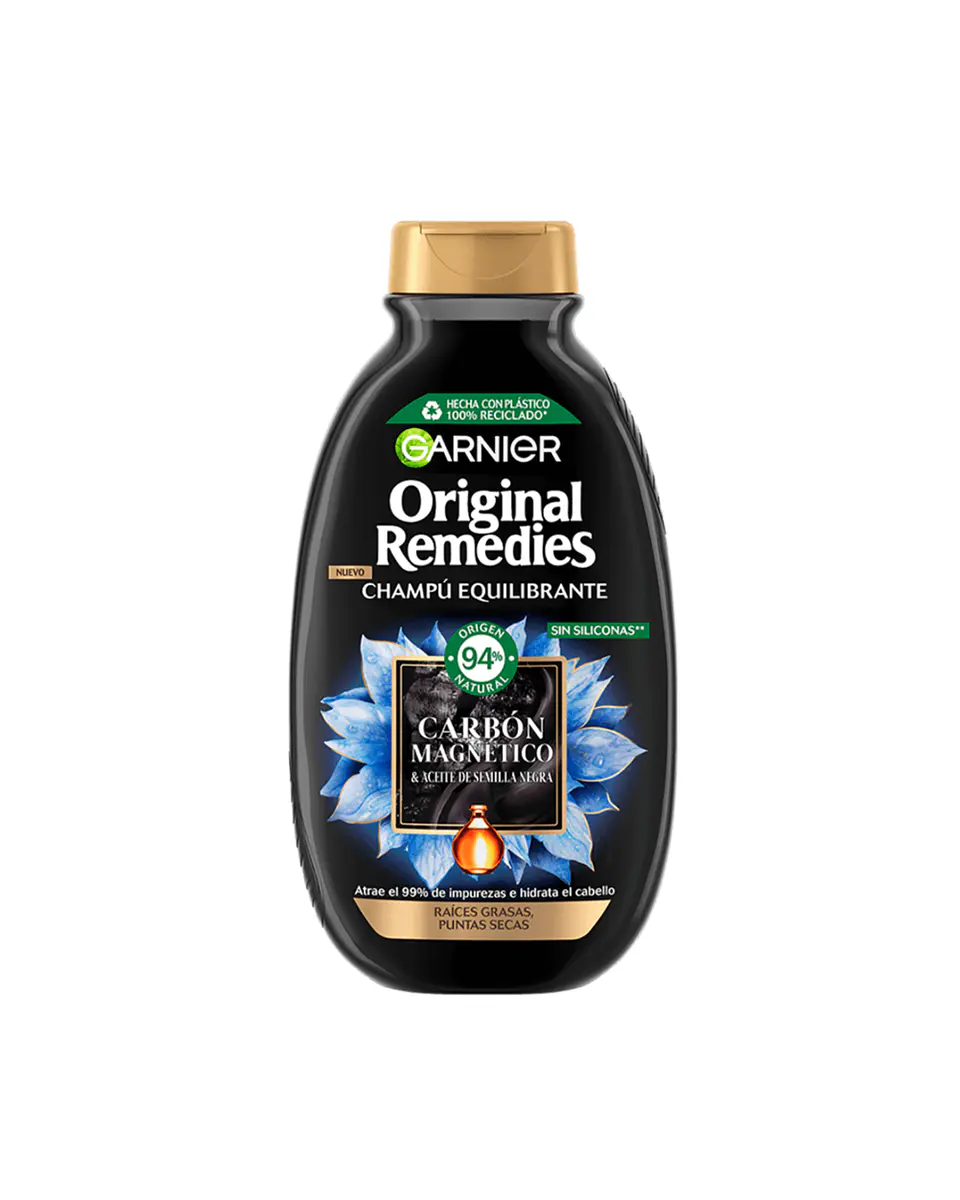 Shampoo Original Remedies Charcoal Carbón Magnético XCAJA ( 6 UNIDADES ) - GARNIER 2