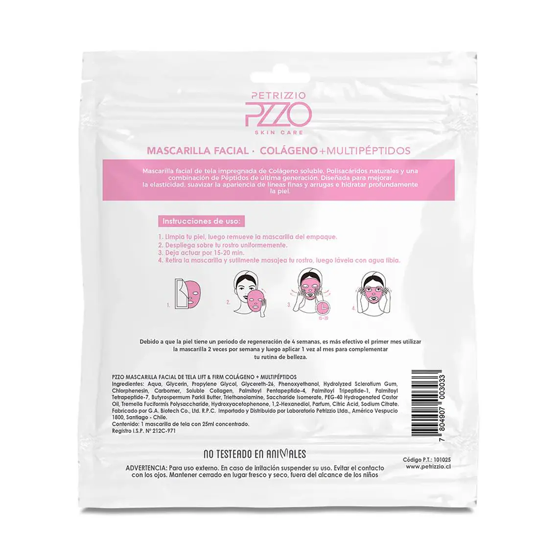 Mascarilla Facial de Tela Lift & Firm Colágeno + Multipéptidos - PETRIZZIO 3