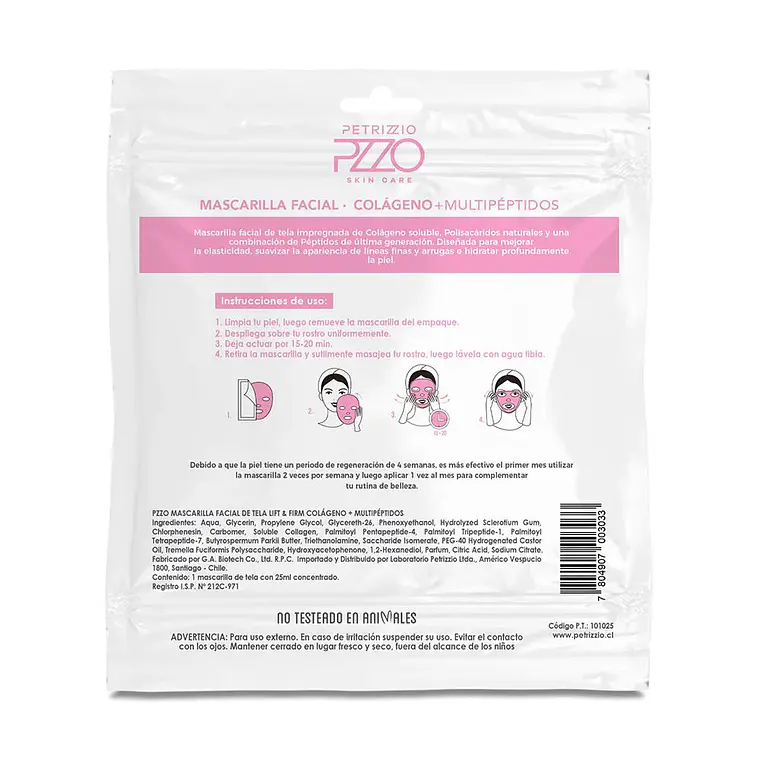 Mascarilla Facial de Tela Lift & Firm Colágeno + Multipéptidos - PETRIZZIO 3