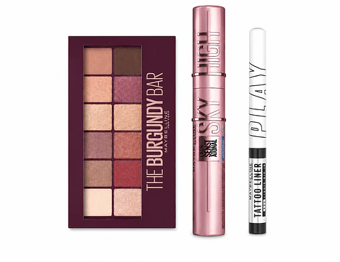 Set Paleta Burgundy + Sky High + Tatto Liner - MAYBELLINE