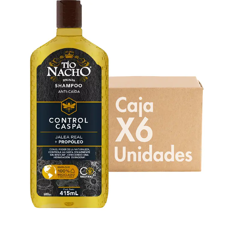 Shampoo Control Caspa Jalea Real + Propóleo 415ml XCAJA ( Sobre 6 UNIDADES ) - TIO NACHO 1