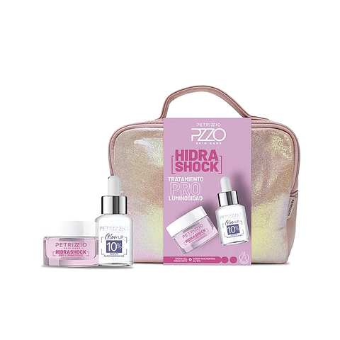 Set Pro Luminosidad Gel Hidrashock 50 Gr + Sérum Niacinamida 28 Ml + Maleta - PETRIZZIO