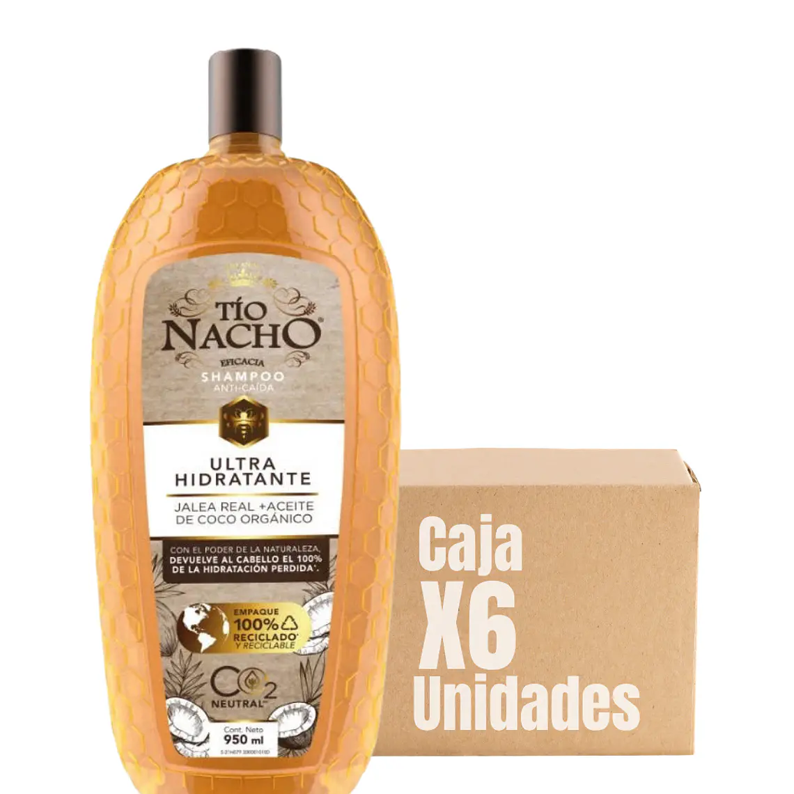 Shampoo Ultra Hidratante Jalea Real y Coco 950ml (SOBRE 6 UNIDADES) - TIO NACHO 1