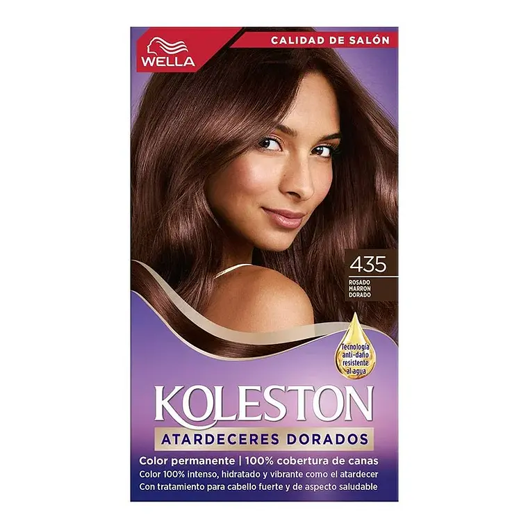 Kit Tintura Permanente Hidratante 435 Rosado Marrón Dorado - WELLA 1
