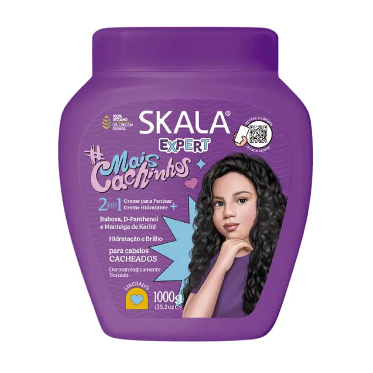 Máscara Mais Cachinhos 2 en 1 Tratamiento + Crema de Peinar, Hidratación y Brillo Para Todo Tipo de Rizos - SKALA 1