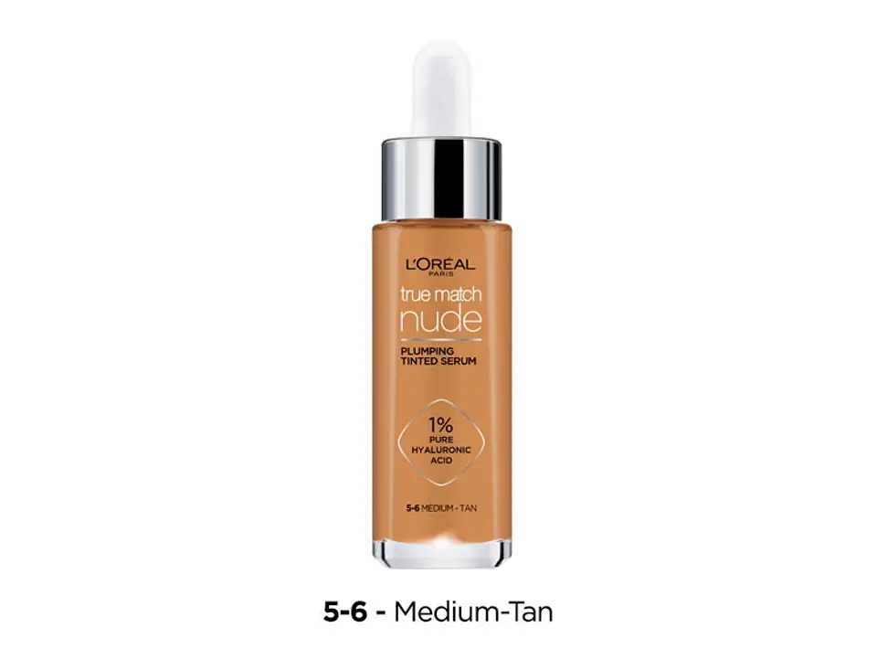 Base de Maquillaje True Match Nude Hyaluronic Serum con 1% Ácido hialurónico, Medio Tan 5 - 6 - LOREAL 1