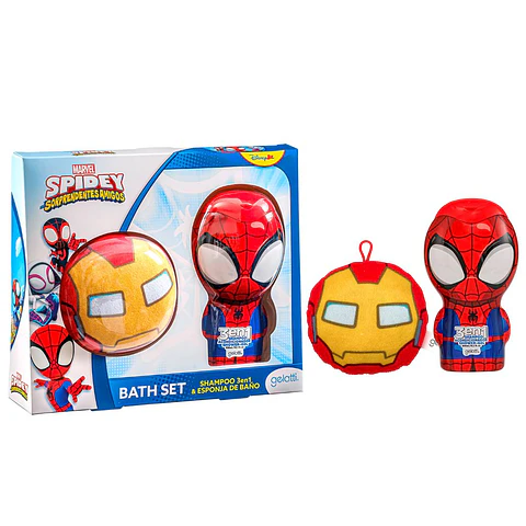 Set de Baño Shampoo 3en1 Spiderman 300ml + Esponja de Baño Ironman - GELATTI