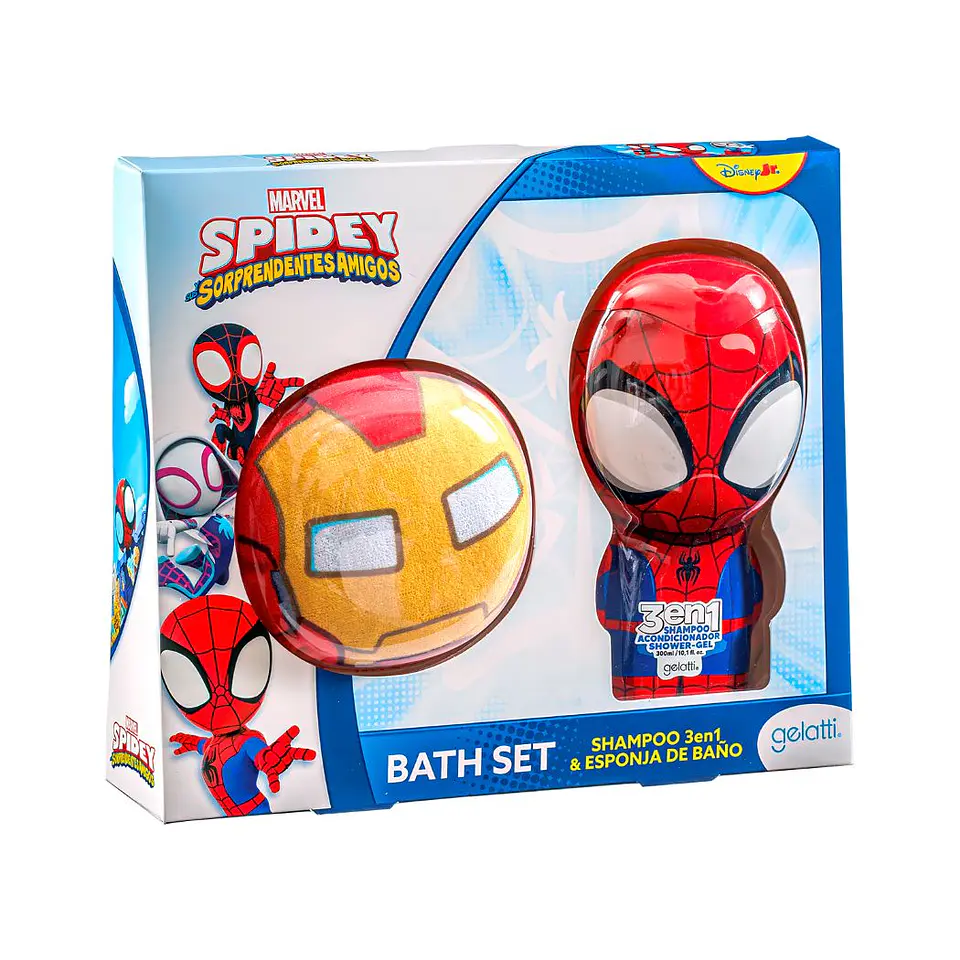 Set de Baño Shampoo 3en1 Spiderman 300ml + Esponja de Baño Ironman - GELATTI 1