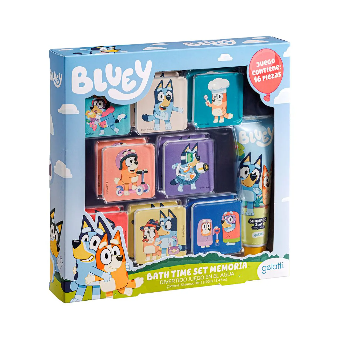 Set de Baño Shampoo 3en1 100 ml + Memorice Bluey - GELATTI 1