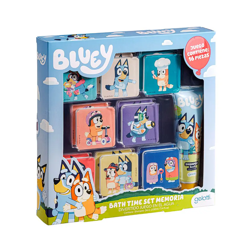 Set de Baño Shampoo 3en1 100 ml + Memorice Bluey - GELATTI 1
