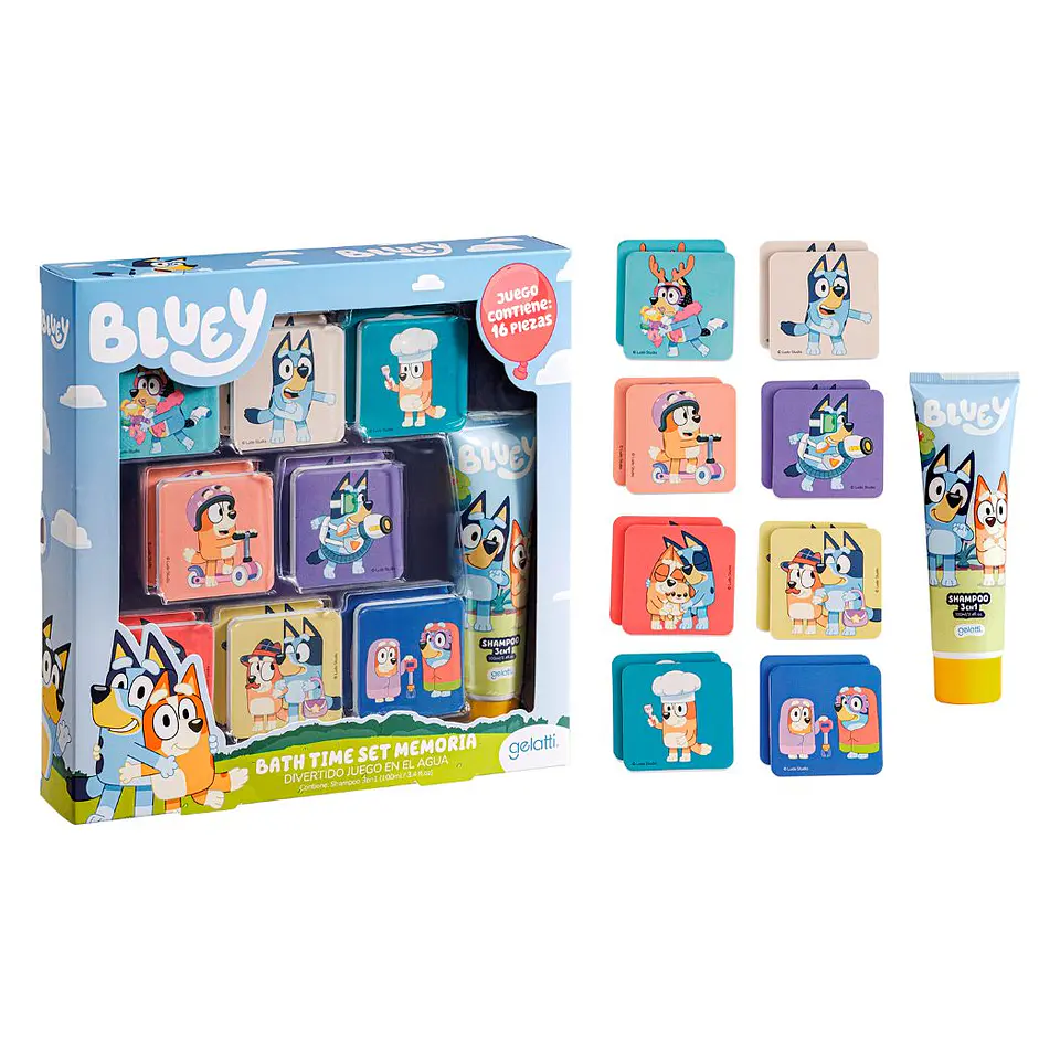 Set de Baño Shampoo 3en1 100 ml + Memorice Bluey - GELATTI 2