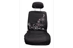 FUNDA ASIENTO 8PCS. NEGRO C/FLORES 