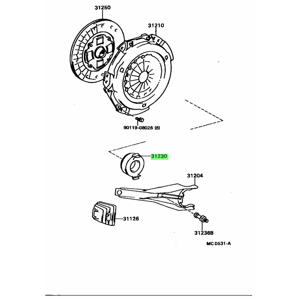 RODAMIENTO EMPUJE EMBRAGUE RAV4 2000-2017 3123020170 ORIGINAL TOYOTA 2