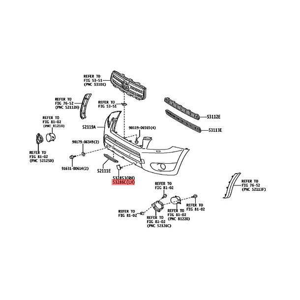 TAPA P'CH LH ACA3* 5328642928 TOYOTA ORIGINAL 2