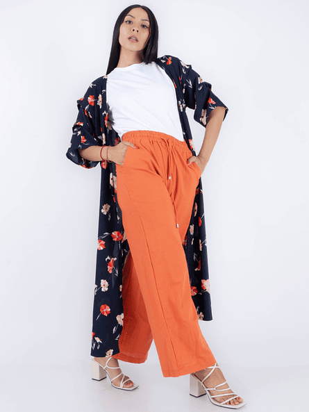 Pantalón Lino Naranjo Mujer | Frescura y Estilo Carobaska 1