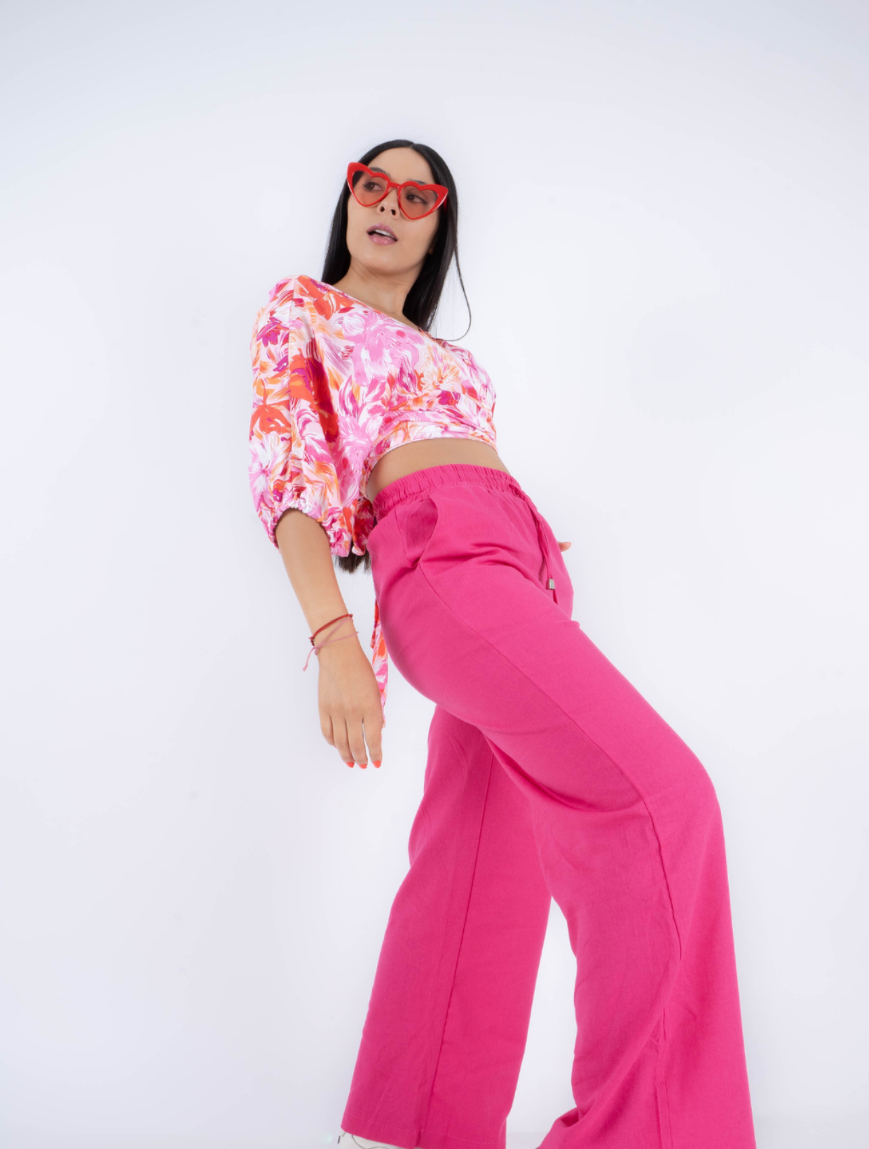 Pantalón Lino Fucsia Mujer Tono Vibrante Carobaska