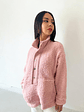 Polerón de Corderito Diany Rosa – Abrigo Holgado con Botones y Bolsillos - Miniatura 5