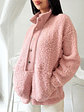 Polerón de Corderito Diany Rosa – Abrigo Holgado con Botones y Bolsillos - Miniatura 6