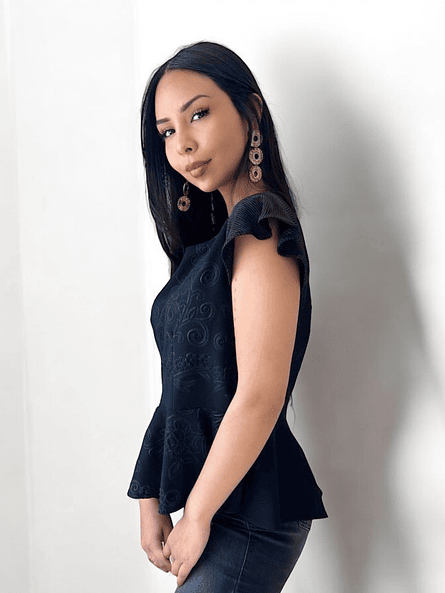 Polera Peplum Negra Mujer | Elegancia Femenina Carobaska 2