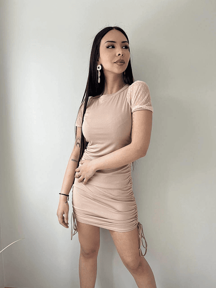 Vestido Beige con Amarras Mujer | Look Neutro Carobaska 2