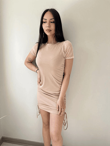 Vestido Beige con Amarras Mujer | Look Neutro Carobaska 3