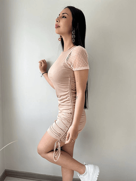 Vestido Beige con Amarras Mujer | Look Neutro Carobaska 4