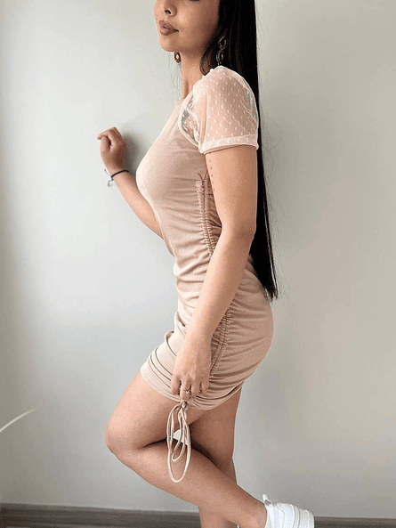 Vestido Beige con Amarras Mujer | Look Neutro Carobaska 5