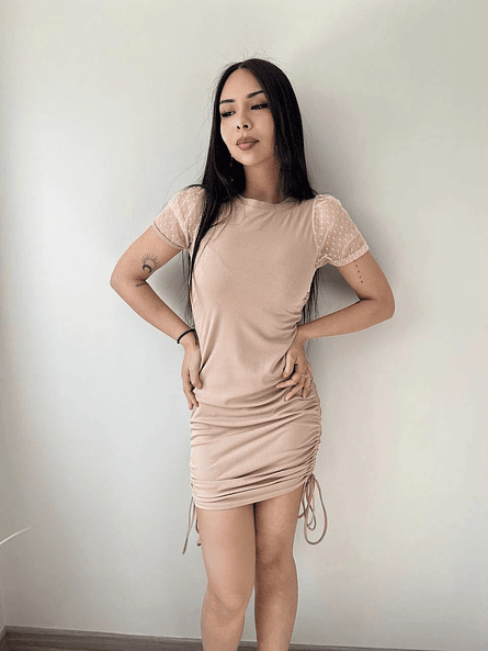 Vestido Beige con Amarras Mujer | Look Neutro Carobaska 6