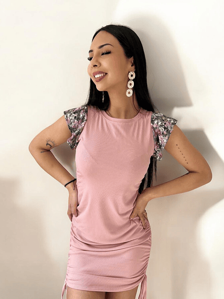 Vestido Rosado con Amarras Mujer | Tono Femenino Carobaska 5