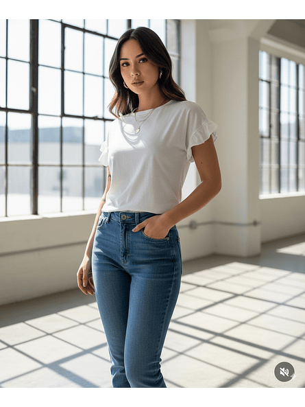 Polera Básica Algodón con Vuelos Mujer | Toque Delicado Carobaska 2