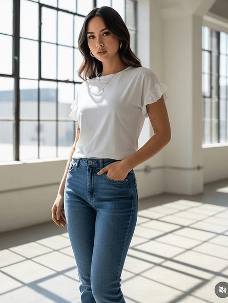 Polera Básica Algodón con Vuelos Mujer | Toque Delicado Carobaska 2