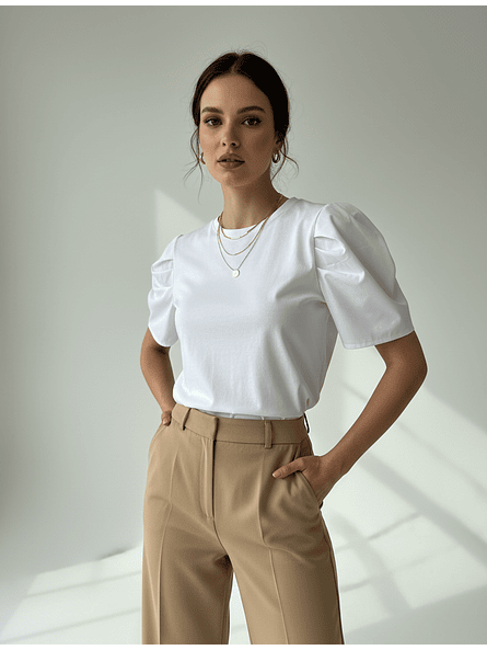 Polera Básica Manga Globo Mujer | Detalle Chic Carobaska 1