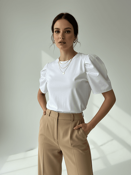 Polera Básica Manga Globo Mujer | Detalle Chic Carobaska 1