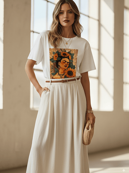 Polera Frida Blanca Mujer – Algodón Suave y Estampado Exclusivo 1
